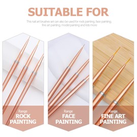 IWOWHERO 3pcs Rose Gold Nail Art Drawing Brush Set Thin Line Manicure Liner Pens for DIY Nail Design