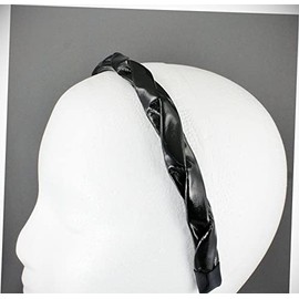 Perfect Hairstyle with Our Hair Accessories - Black Braided Headband Faux Patent Leather Band Grip Teeth Braid 5/8" Wide Fashionable Hair Accessory Hair Jewelry Accessories for Lady Women