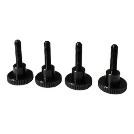 PrecisionGeek Black Anodised Aluminium Thumb Screws M4×16 mm, DIN 464 – Knurled Head Ø16 mm with 8 mm Shoulder, Set of 4