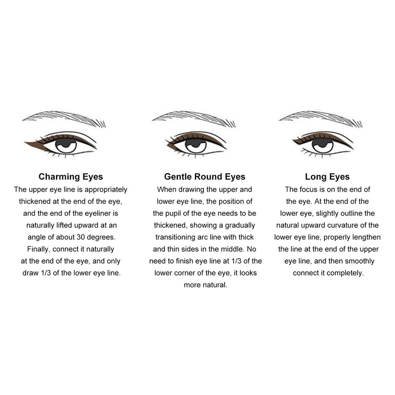 3pcs Eyeliner Makeup Tool, Waterproof Quick Eye Makeup Tool Long