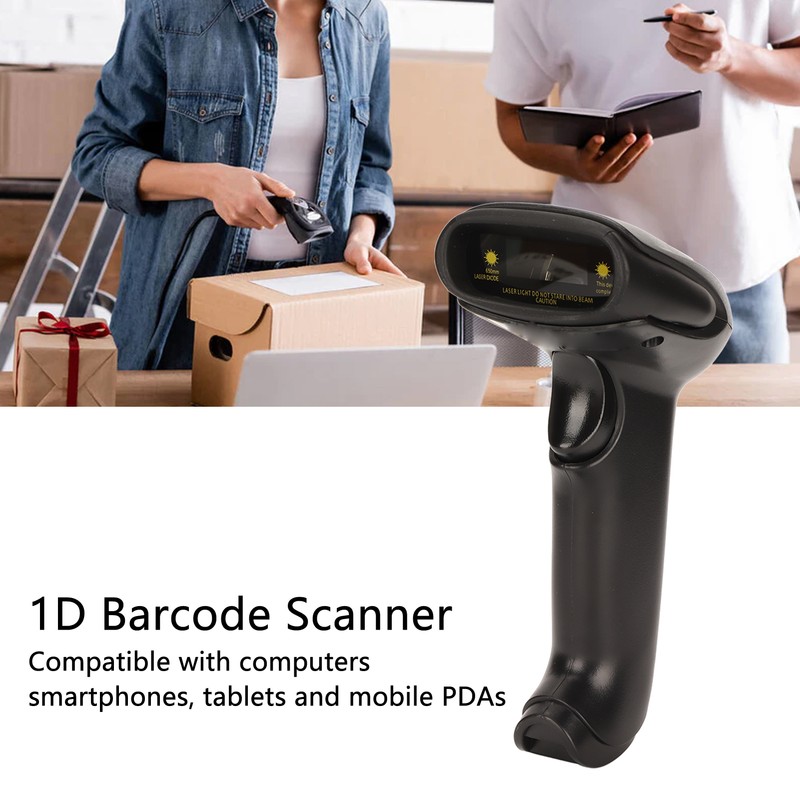 Bluetooth Barcode Scanner Compatible Bluetooth 2.4GHz Wireless Wired Black Barcode