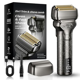 Electric Foil Shaver for Men: Electric Razor for Men, Metal Body, LED Display - Rechargeable Cordless, Wet & Dry Waterproof, Pop-Up Trimmer, Daily Grooming Gift for Father