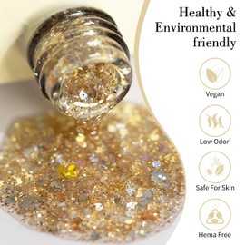 CANNI Glitter Gel Nail Polish 1pcs 9ml Nail Gel Stone Color Glitter Nail Polish Soak Off Uv LED Nail Lamp Dawn Crystal Flash Series Nail Art Manicure Salon DIY Home