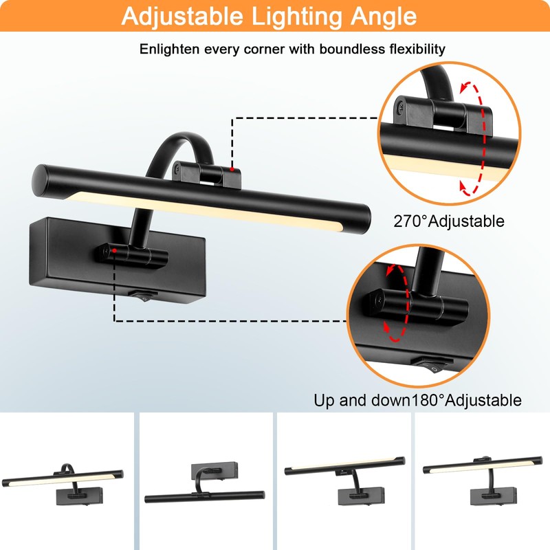 Tassuowell Battery Powered Picture Light with Remote and Timer,Full Metal