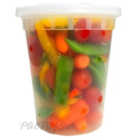 PCM 32 oz. Heavy Duty Round Deli Food Soup Plastic Container w/Lid 100% BPA Free (Pack of 240 Sets)