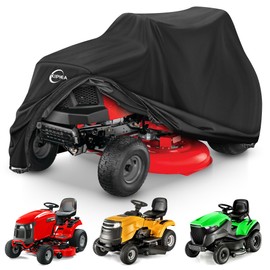 Kipiea Riding Lawn Mower Cover 600D Heavy Duty Lawn Tractor Cover Waterproof, Universal Fit with 4 Buckles, 2 Drawstrings and Storage Bag