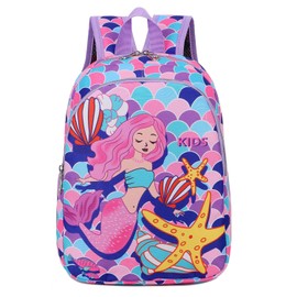 Toddler Backpack For Boys Girls Lightweight Waterproof Kids Backpacks For Preschool Kindergarten Cute Mini Cartoon School Bag,Purple Mermaids