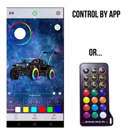 Pro Vader RGB LED Rock Lights Kit Pods Under Glow Neon Accent Lighting with Remote 4x4 (10 Rock Light Kit)