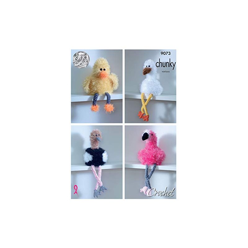 King Cole 9073 Crochet Pattern Bird Toilet Roll Holders in