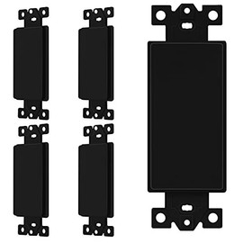 ENERLITES Blank Adapter Insert for Decorator Wall Plates, Unbreakable Polycarbonate Thermoplastic, UL Listed, 6001-BK-5PCS, Black, 5 Piece