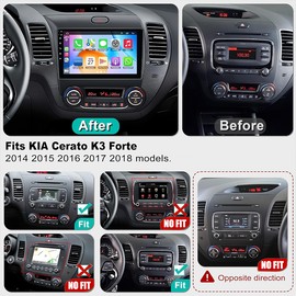 For 2014-2018 Kia Forte Radio Apple CarPlay Android 12.0 Radio GPS Touch Screen