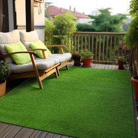 Rugshop Artificial Solid Grass for Backyard, Garden, Patio, Balcony, Garage Deck Indoor Outdoor Area Rug 5'x7' Green