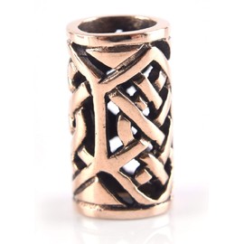 Battle-Merchant Viking Beard Bead for Dreadlocks Bronze with Cable Pattern Inner Diameter 5 mm