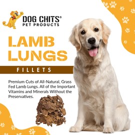 Dog Chits Lamb Lung Fillets Dog and Puppy Treats - Made in USA - Easy to Break - Slices - Random Shape - All Natural - Great for Training - High Protein - Low Fat - Large 10 oz. Bag