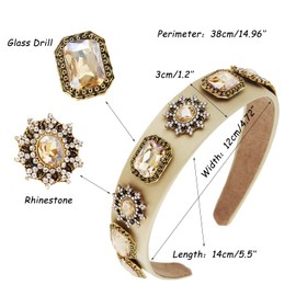 Brihasory Rhinestone Headbands for Women, Baroque Sparkling Fashion Crystal Headwear Party Prom Banquet Hair Accessories for Wedding Ladies Hair Band Mother Gifts(Gold)