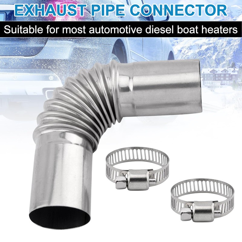 VOBOR Stainless Steel Exhaust Pipe Angle Connector Fuel Tank Exhaust