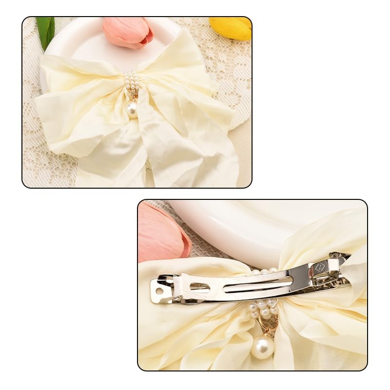 Pearl Bow Hair Clips for Women Girls Hair Bows Clips