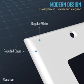 TAKETEK Decorator Wall Plates, Paddle Light Switch Covers, Wall Plates for Rocker Light Switches or Receptacle Outlets, Electrical Decora Faceplate Cover, Single Gang Wallplate, White, 20 Pack