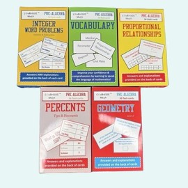 5-Pack Flashcards (Prealgebra/Algebra), Courtside Math, Grade Level Options 6th - 8th Grade - Specification: 7th Grade 5-Pack Math Flashcards