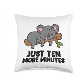 Koala Just Ten More Minutes Snooze Alarm Clock Sleep Pajama Throw Pillow