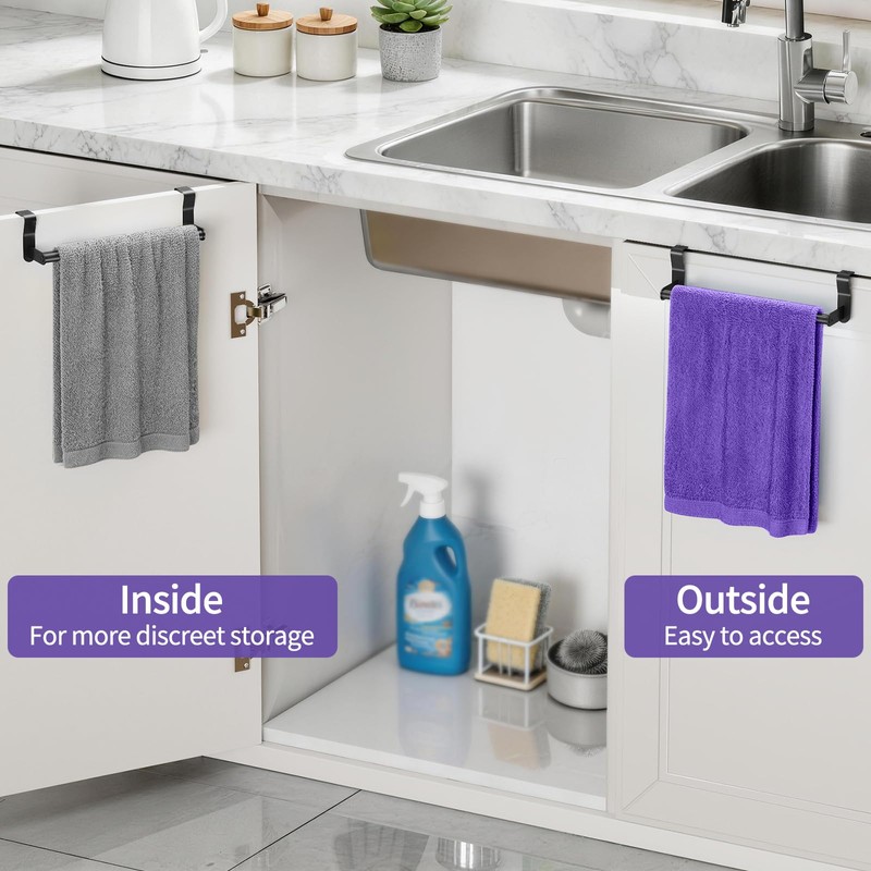 Over Cabinet Towel Holder, 2 Pack Kitchen Cabinet Door Towel
