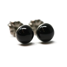 Salish Sea Inspirations Black Onyx Titanium Hypoallergenic Stud Earrings (Medium 6mm)