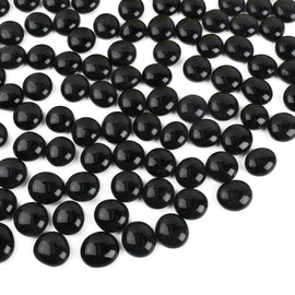 HUIANER Flat Glass Marbles 1lb, 100PCS Black Flat Gems Glass Beads for Vase Filler Garden Aquarium Fish Tank Pebbles Table Floral Decoration