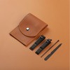 BrandMe 4-Piece Nail Clipper Set with Leather Pouch, Cuticle Tool, and Ear Pick Black 4ea