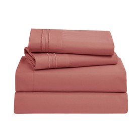 Nestl King Size Sheets Set- 4 Piece King Sheets, Deep Pocket, Hotel Luxury, Extra Soft, Breathable and Cooling, Pink Clay King Bed Sheets