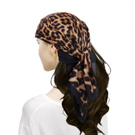 MEANBEAUTY Women's 70 x 70 cm Silk Scarf Lightweight Bandana Multicoloured Scarf Head Scarf Hair Scarf, Black Leopard1, Unit size