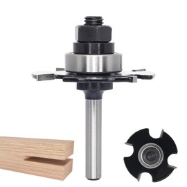 Akylin Slotting Cutter Router Bit, 1/4 Inch Shank, 4 Wing Slot Router Cutter Bit with bearing, 3/32” Height X9/16” Depth, Tungsten Carbide Blades, T-Slotting Cutter for Wood Slotting,Grooves, Rebating