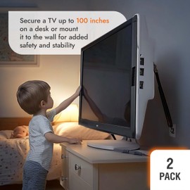 TV Safety Straps - Anti-Tip Furniture Straps for Baby Proofing - Adhesive Non Drill TV Straps Safety for Flat Screen - Adjustable Earthquake Straps - Wall Furniture Anchors for Baby Proofing