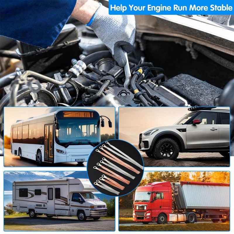 16 Pcs Universal Automotive Ground Straps, 6/10/15/20 Inch Ground Straps