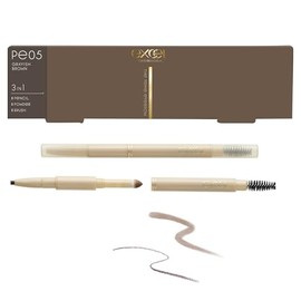 excel The Prime Eyebrow PE05 Graish Brown Eyebrow Pencil, Eyebrow Brush, Eyebrow Powder, 3-in-1, Best Cosmetics