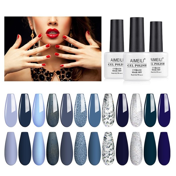 AIMEILI Gel Nagellack UV LED Gellack Farben Set 12 pcs