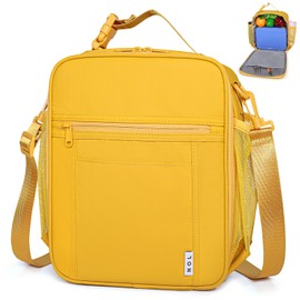 NOL Natural Organic Lifestyle Nylon Waterproof Lunch Box for Women/Men, Insulated Lunch Bag, Lunch box Cooler, Reusable, Zip Closure with Buckle Handle for Work Picnic, Earth-yellow