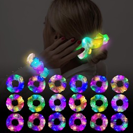 18 Pcs Light Up Mermaid Scrunchies, LED Hair Scrunchy for Girl & Women, Multi Light Modes, Glow in the Dark Accessories for Rave Neon Slumber Party