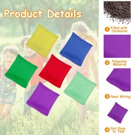 Flintronic Cornhole Bags Pack of 12 Bean Bags Throwing 7.5 x 7.5 cm, Fun Sports Game Bean Bag, Toss Game Colourful Bean Bag for Party Games, Outdoor Game for Boys and Girls