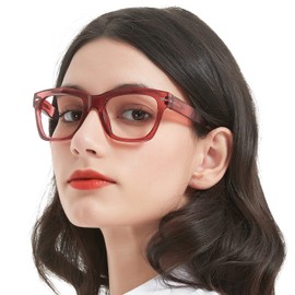 MARE AZZURO Large Reading Glasses +1.50 Women Designer Square Readers 100 125 150 175 200 225 250 275 300 350 400 500 600 (Red, 1.5)