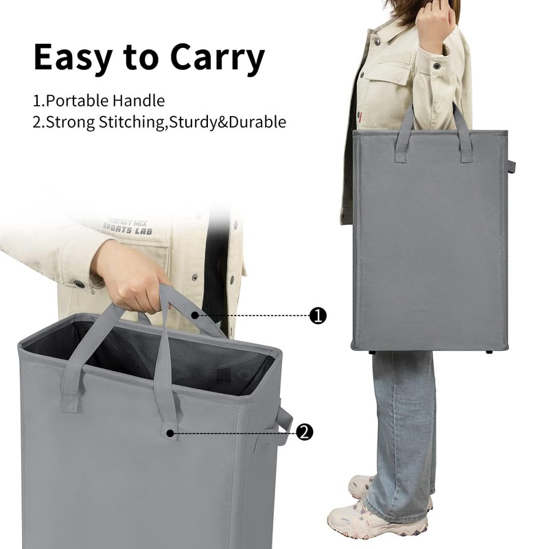 ZERO JET LAG Slim Laundry Hamper With Handles Collapsible Laundry