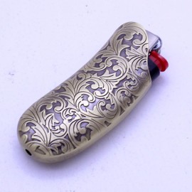HUMWE Vintage Flower Design Metal Lighter Case Cover Holder, Sleeve Pouch for BIC Mini Size Lighter (Mini)