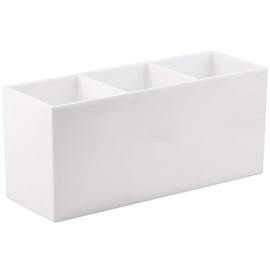 Tbestmax Makeup Brush Holder Organizer Cosmetic Brushes Container Storage 3 Slots - Great for Vanity (White)