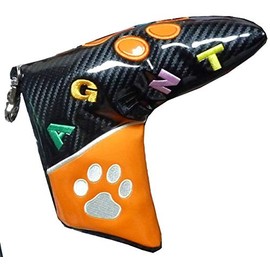 Golf Paw Design Pin Type Magnetic Putter Cover (Black/Orange)