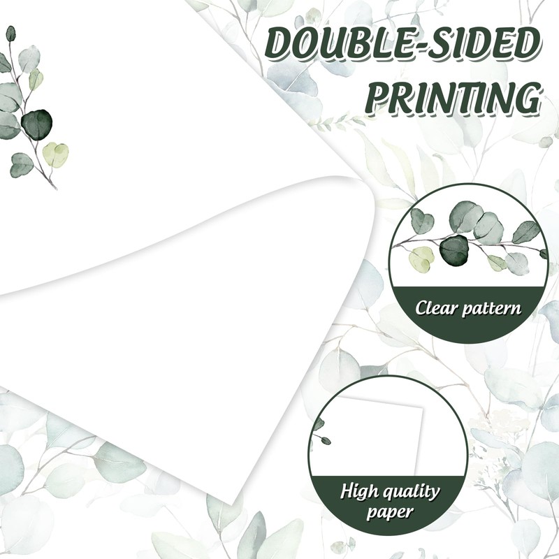 60 Sheets Stationery Letterhead Paper Greenery Letter Paper Eucalyptus Leaves