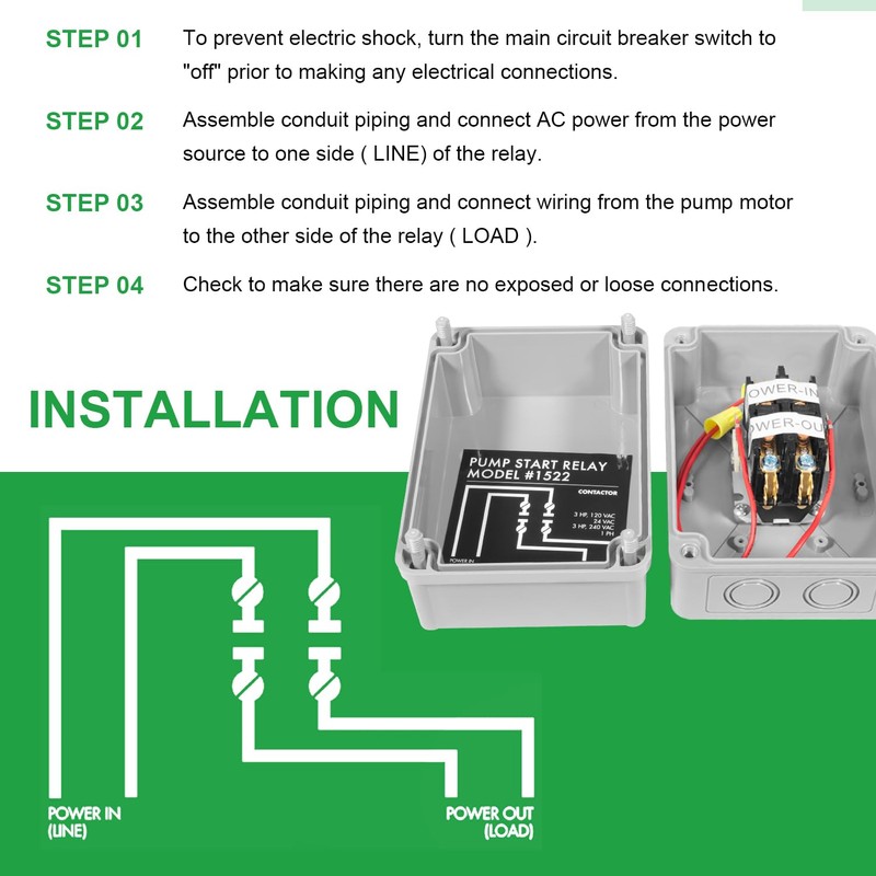 1522 Pump Start Relay with Enclosure 3 HP at 110V