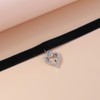 Wendalern Gothic Black Velvet Choker Necklace Silver Cubic Zirconia Open