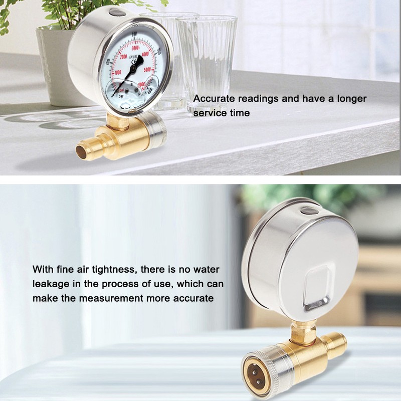 3/8in Pressure Gauge for Pressure Washer Quick Connect Shockproof Pressurization