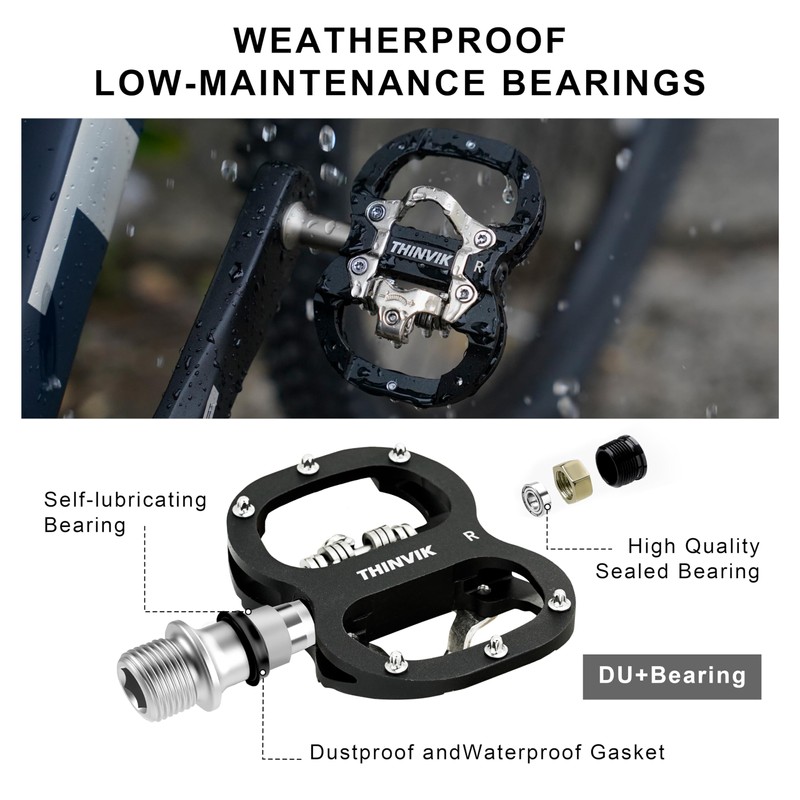 Thinvik Clipless Pedals SPD Compatible Shimano SPD System & Flat