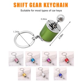 Kewucn Car Shifter Gear Keychain, Creative 6 Speed Manual Transmission Shift Lever Keyring, Auto Gearbox Shifter Key Chain (Green)
