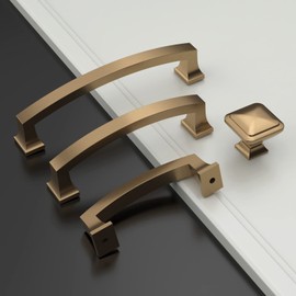 Coinkoly 10 Pack Champagne Bronze Cabinet Pulls 4 Inch(102mm) Hole Center Kitchen Cabinet Handles Drawer Pulls Kitchen Hardware Cupboard Handles Bathroom Solid Dresser Handles
